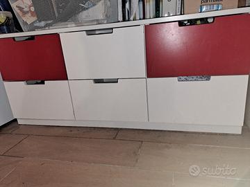 NORDLI
Cassettiera con 6 cassetti, red/white