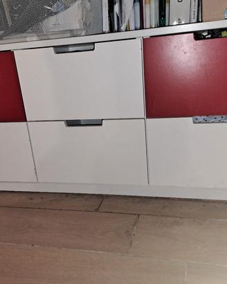 NORDLI
Cassettiera con 6 cassetti, red/white