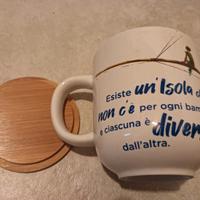 Tazza mug Openwor(l)ds ceramica e legno