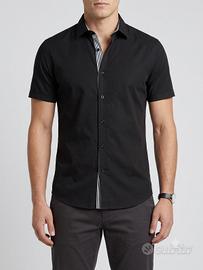 Camicia nera Slim Fit Uva Spina L maniche corte