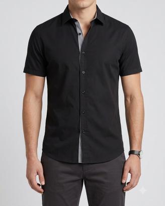 Camicia nera Slim Fit Uva Spina L maniche corte