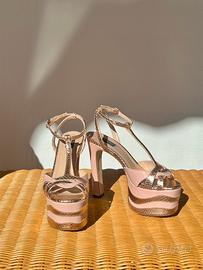 Pinko - sandali rosa con tacco e plateau alti