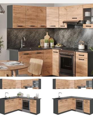 Cucina Ad Angolo Rick Quercia/Antracite Nuovo