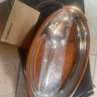 Vassoio inox Inoxbeck con cucchiaio rifiniture oro