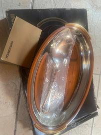 Vassoio inox Inoxbeck con cucchiaio rifiniture oro