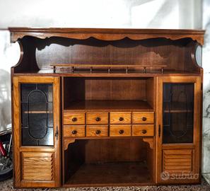 Mobile in Legno Vintage Credenza Madia Vetrina