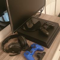 Ps4 PRO 1TB, 2 pad+Monitor, Cuffie e tasti sony
