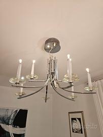Coppia di lampadari Ideal Lux 8 luci acciaio/vetro