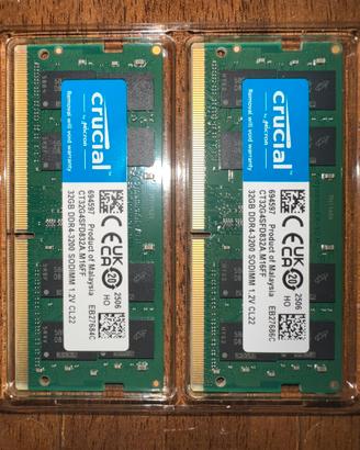Kit RAM Crucial 64GB (2x32GB) DDR4 3200MHz SODIMM
