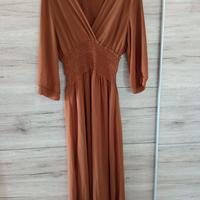 Vestito da cerimonia marrone con maniche a 3/4