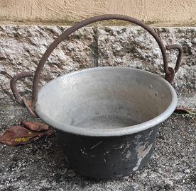 Antico paiolo rame stagnato bombato 5,5 lt