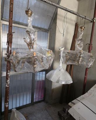 2 lampadari in bronzo stile barocco
