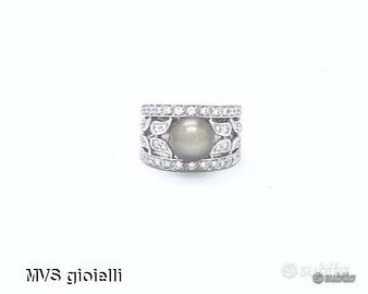 Anello con perla Tahiti e diamanti