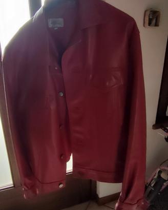 Giacca vintage in pelle rossa NUOVA 