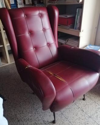 Poltrona - divano 2 posti anni 60 vintage pelle 