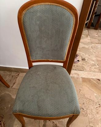 Set 5 sedie classiche in legno con seduta imbottit