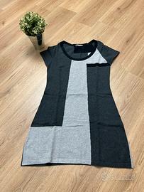 Vestito nero e grigio color block S