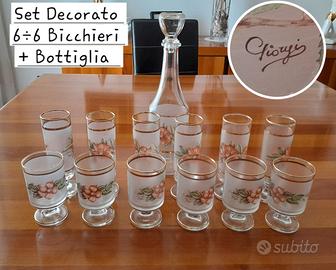 Set 12 Calici+Bottiglia 85cl Decò Floreale Giorgi