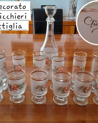 Set 12 Calici+Bottiglia 85cl Decò Floreale Giorgi