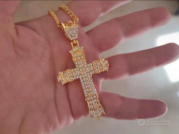 Collana crocifisso con zirconi non annerisce 