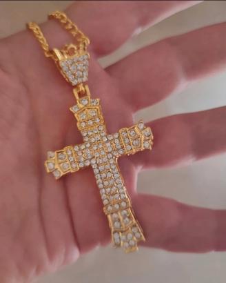 Collana crocifisso con zirconi non annerisce 
