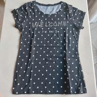 Tshirt nera a pois a maniche corte donna Parigi