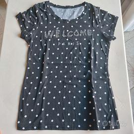 Tshirt nera a pois a maniche corte donna Parigi