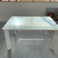 Tavolo in vetro temperato e 4 sedie in polipropile