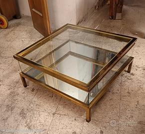 tavolo basso vintage ottone/vetro-espositore