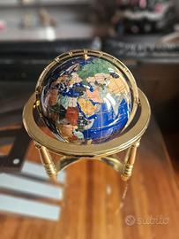 Mappamondo da tavolo cristallite blu con supporto