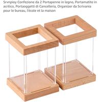 Set 2 Portapenne Legno e Acrilico