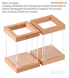 Set 2 Portapenne Legno e Acrilico