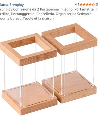 Set 2 Portapenne Legno e Acrilico