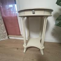 Tavolino ovale con cassetto e ripiano classico in