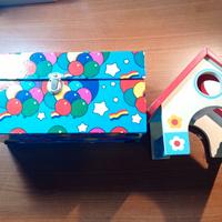 Casetta legno e scatola con scomparti portaoggetti