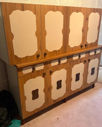 Credenza con pensile cucina vintage in legno