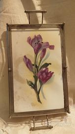 vassoio d' epoca in ceramica dipinto a mano 