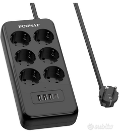 Ciabatta Multipresa 6 Schuko 3 USB 1 Type C