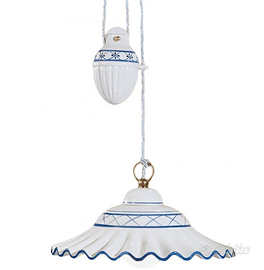 Lampadario saliscendi in ceramica vintage