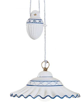 Lampadario saliscendi in ceramica vintage