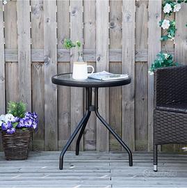 Tavolino da giardino o terrazzo c/Vetro Tondo cm60