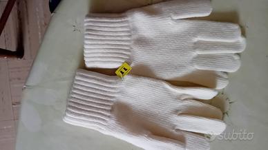 guanti calda lana bianchi taglia 11 media 