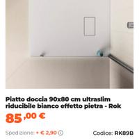 piatto doccia bianco effetto pietra