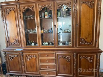 Cristalliera anni 70 arte povera in noce vintage 