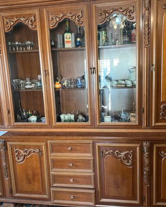 Cristalliera anni 70 arte povera in noce vintage 