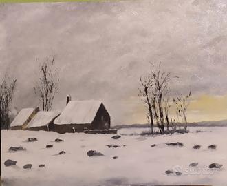 paesaggio invernale ad olio