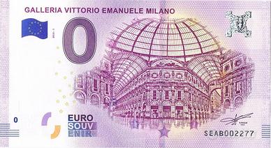 N.5 BANCONTE ZERO EURO ROSA DI MILANO-GALLERIA