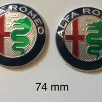 ALFA ROMEO Kit 2 pezzi 2x 74mm Loghi Emblema