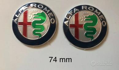 ALFA ROMEO Kit 2 pezzi 2x 74mm Loghi Emblema