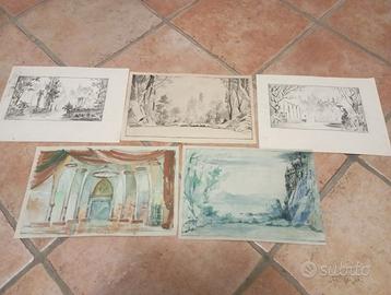 Acquerelli e matita, anni '60.